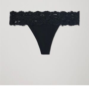 NWOT Pact Organic Cotton Lace Waist Thong Size M